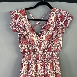 AQUA Brand Bloomingdales Cream Pink Floral Dress